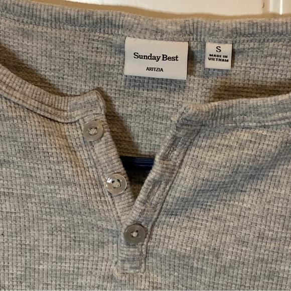 Aritzia Sunday Best Baby Waffle Rory Henley Long Sleeve Button Crewneck $35.00 - Picture 10 of 14
